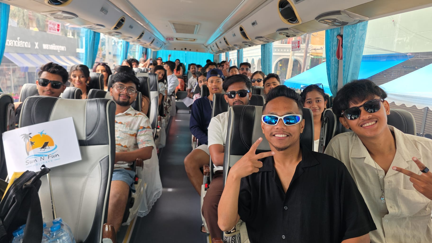 Students enjoying a dinner outing during the trip